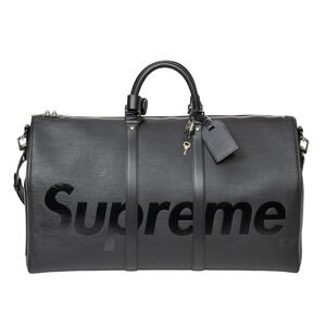 Louis Vuitton Keepall Bandouliere 55 Supreme Black Epi Weekend Travel Duffle Bag